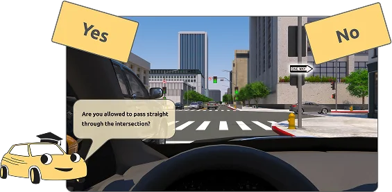 Sample driving question inside the app